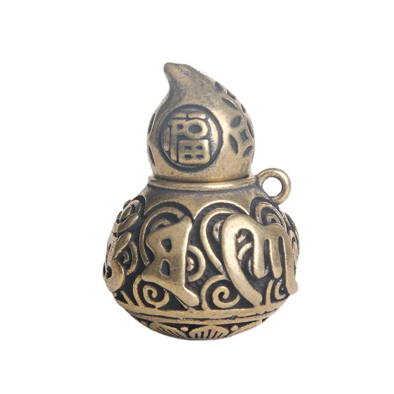 

Brass six-character proverb gourd keychain pendant nafu storage Tibetan scripture country tide pendant small copper