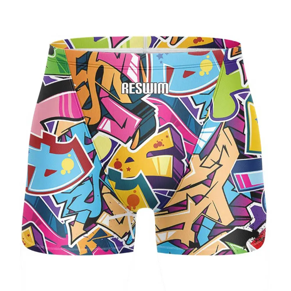 New Men's Swimming Trunks Athletic Training Swim Jammer Swimsuit Shorts Pool Quick Dry Lycra Swimwear Surf Beach Tights Pants