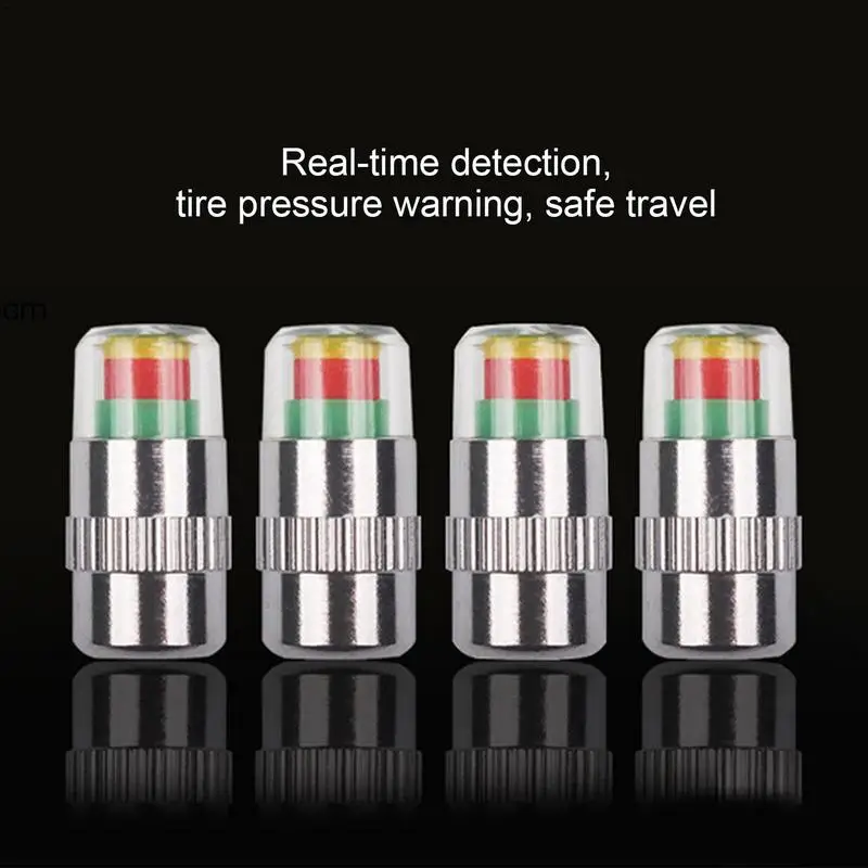 4PCS Auto Wireless Tire Pressure Caps Valves Nozzle Tire Pressure Gauge