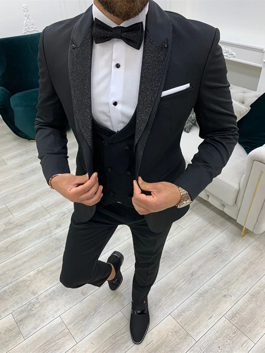 

Customized Men's Suit Jacket Blazers Halloween Costume Elegant For Luxury Man Suit's For Wedding Three Piece Set 25