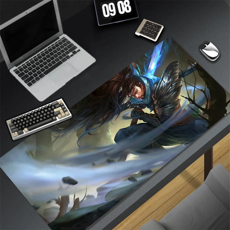 

League of Legends Yasuo Large Gamer Mouse Pad Laptop Gaming Anime Mausepad Computer Accessories Cabinet Keyboard Rug XL Desk Mat