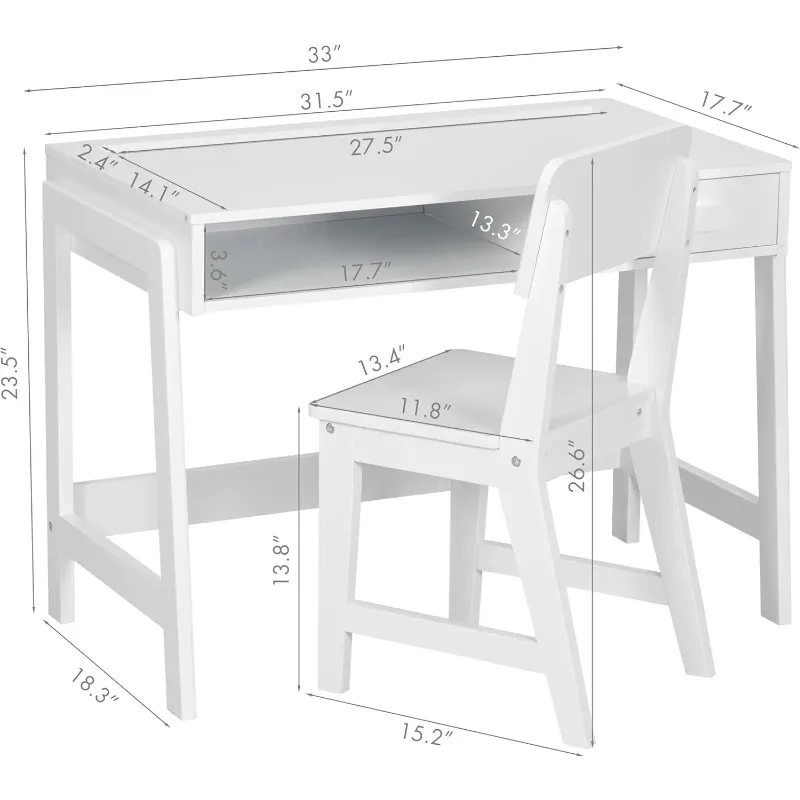 Wooden Study Desk with Drawers for Kids