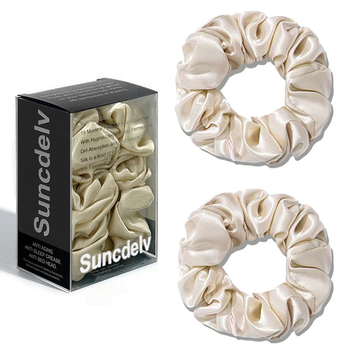 2PCS 100% Natürliche Seide Einfarbig Haar Krawatten Hohe Qualität Haarband Frauen Große Haarbänder Haar Zubehör 3,5 CM – Detail 14