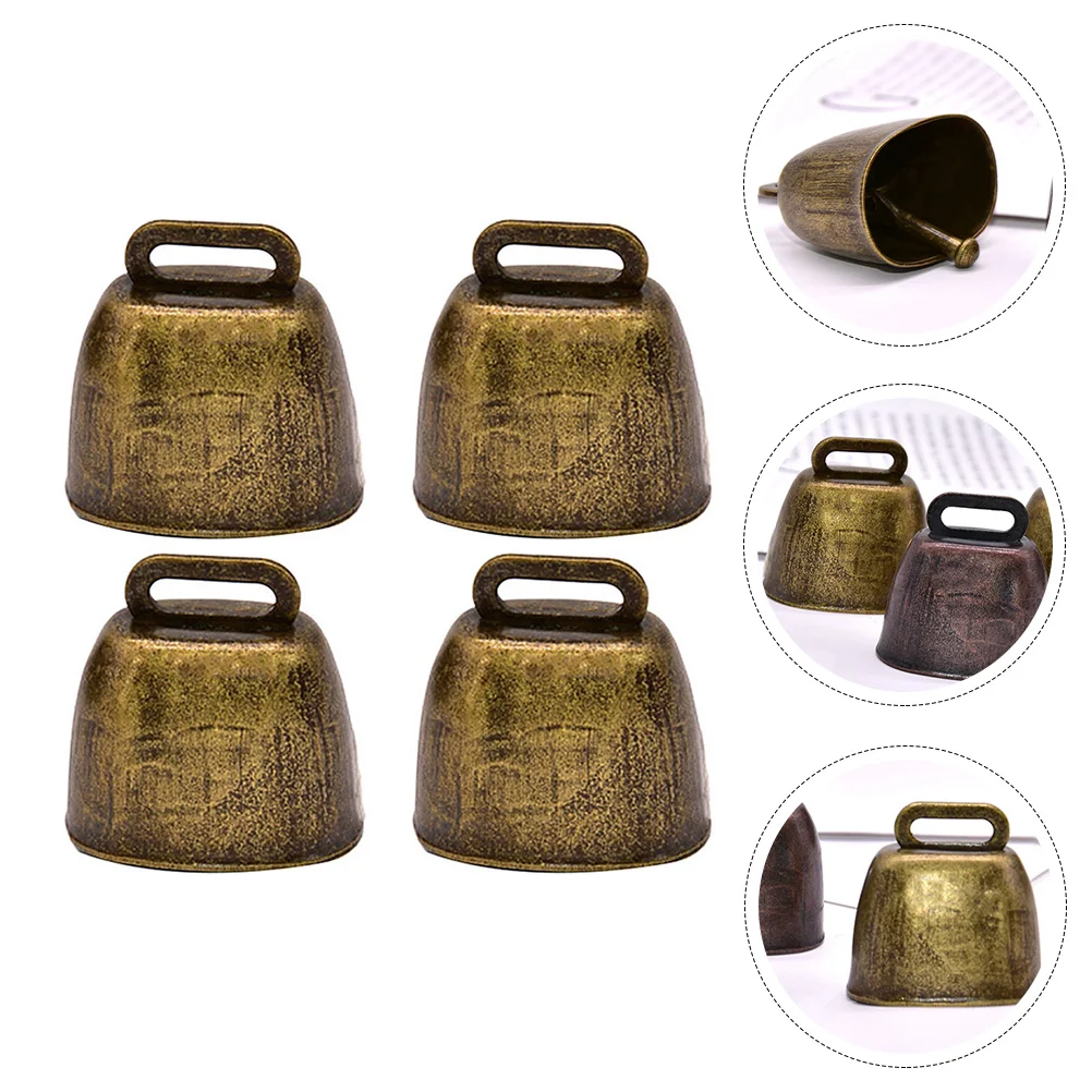 4pcs Metal Cattle Bells Sheep Bell Ornament Farming Accessories (Bronze