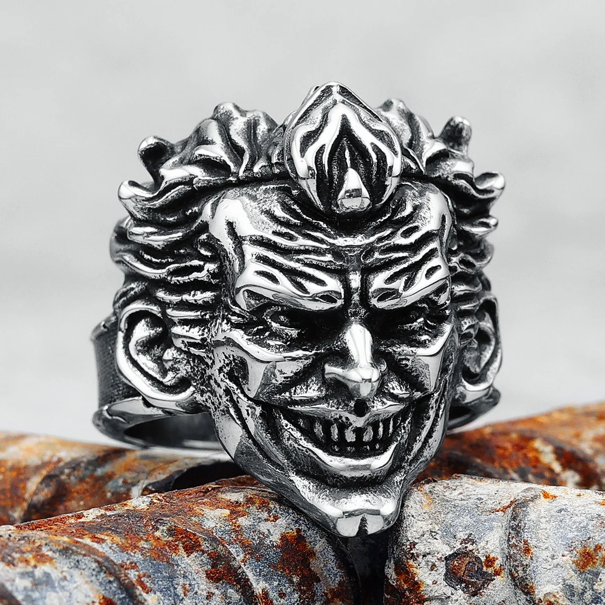 Joker Men Rings 316L Acciaio Inossidabile Clown Punk Rock Hiphop Party Per Biker Rider Maschio Fidanzato Gioielli Miglior Regalo Dropshipping