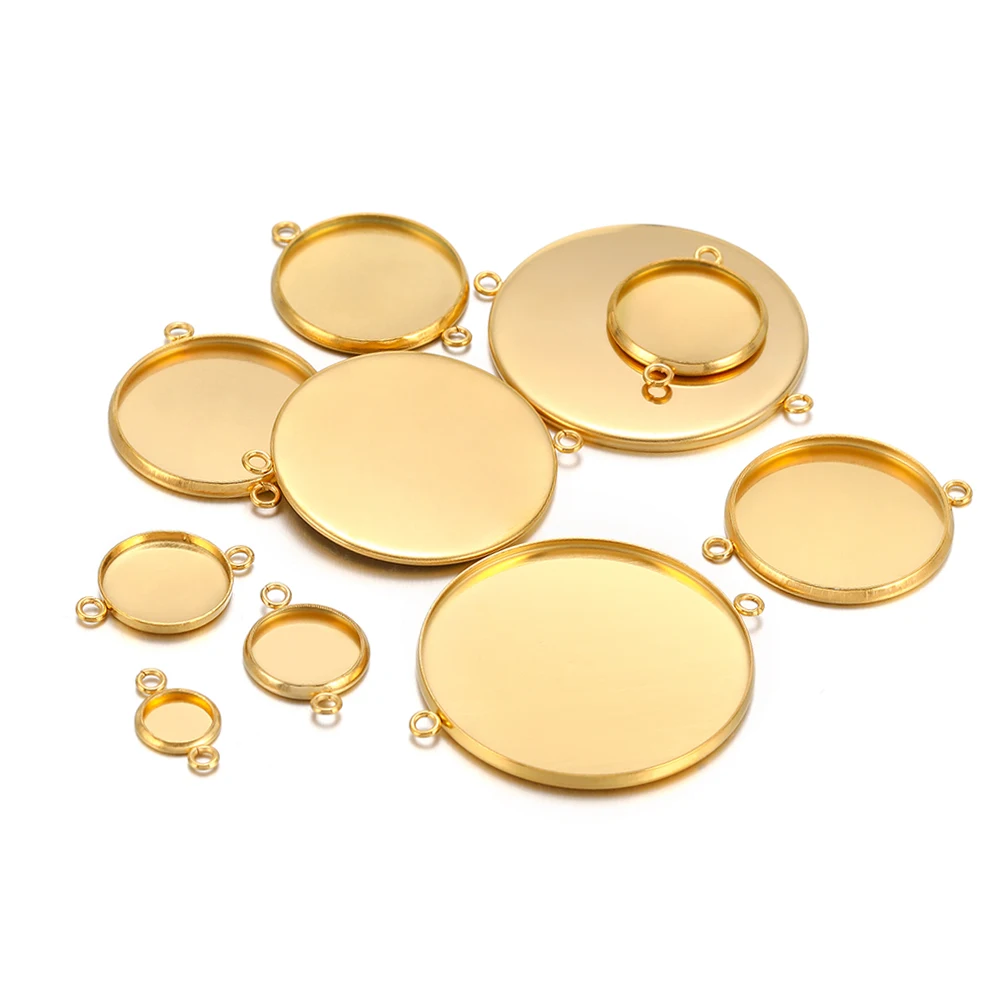 DIY Blanko Sonnenanhänger Set - 12 Stück, Edelstahl 304 Mit Glas-Cabochons 15 Mm, Für Schmuckherstellung