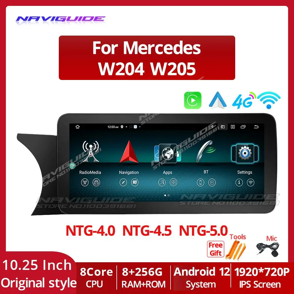 

NAVIGUIDE 10.25" Car Radio For Mercedes W204 W205 2007-2018 NTG 4.0 4.5 5.0 Carplay Bluetooth Haed Unit Multimedia Stereo Player