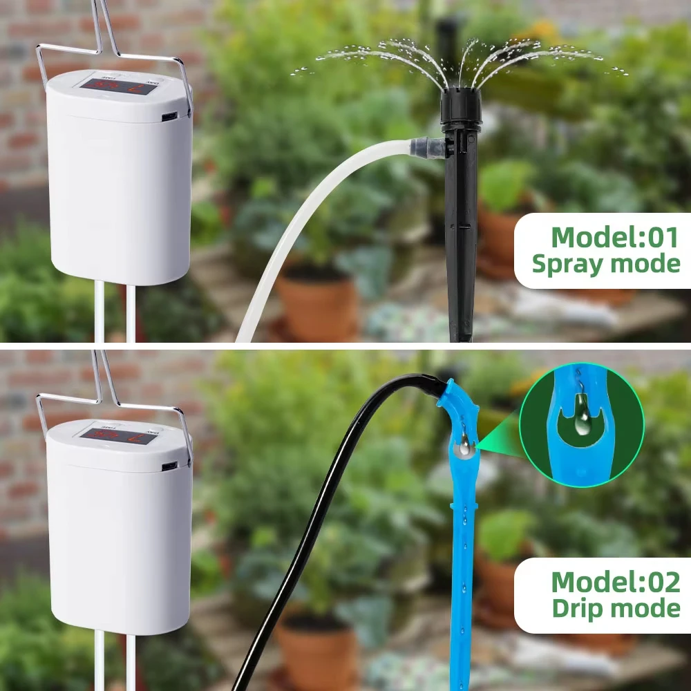 Plants Irrigation Kits Drip Irrigation Kits Garden Irrigation Kits Drip Irrigation Tool Self Watering Drippers Double Pump Drip Irrigation System Intelligent Automatic Watering Timer Smart Plant Watering Device Controller for Garden