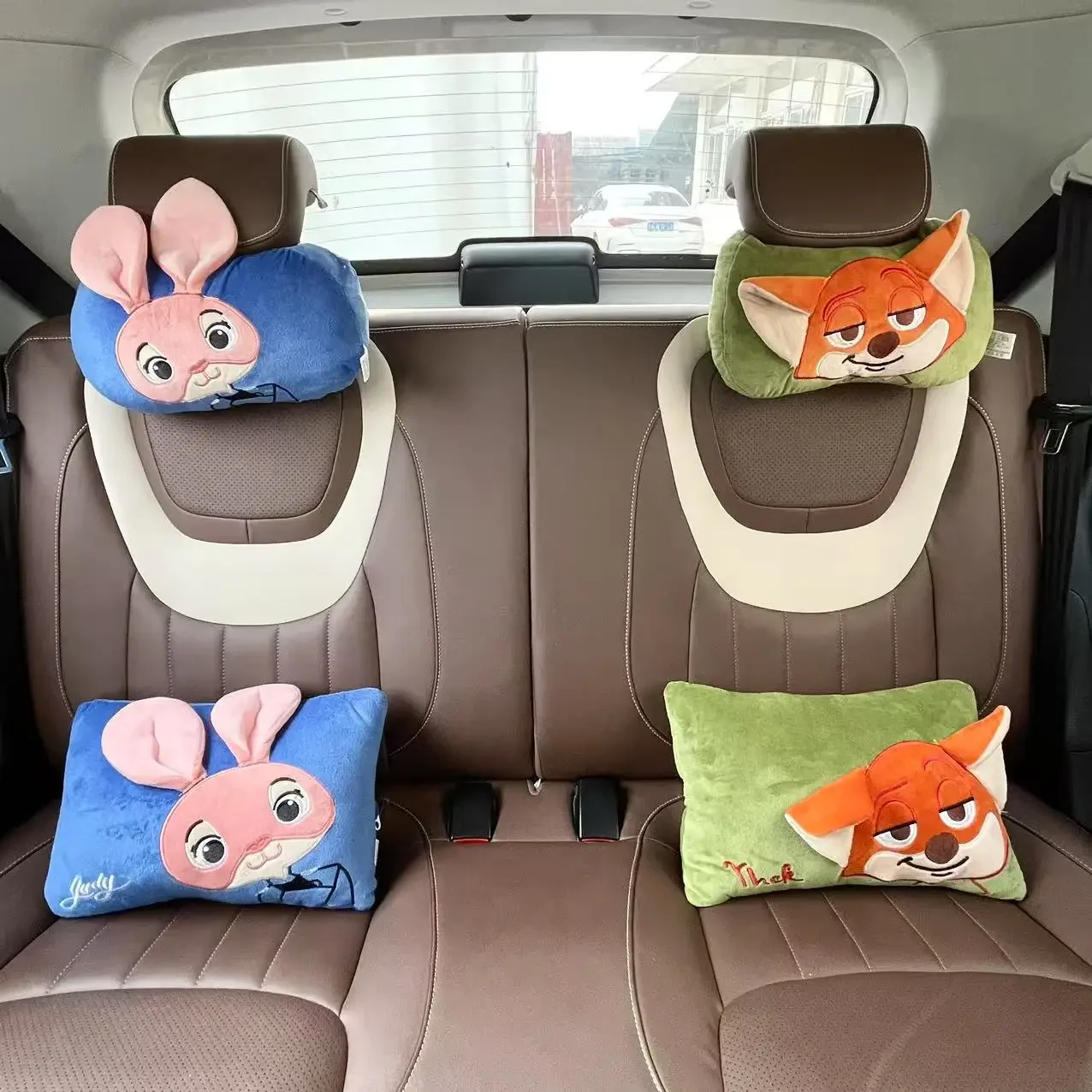 Cartoon Stitch Pooh Bear Headrest Comfortable Back Cushion Car Decor Throw Pillow Stuffed Anime Cushion Girl Washable Gifts 2