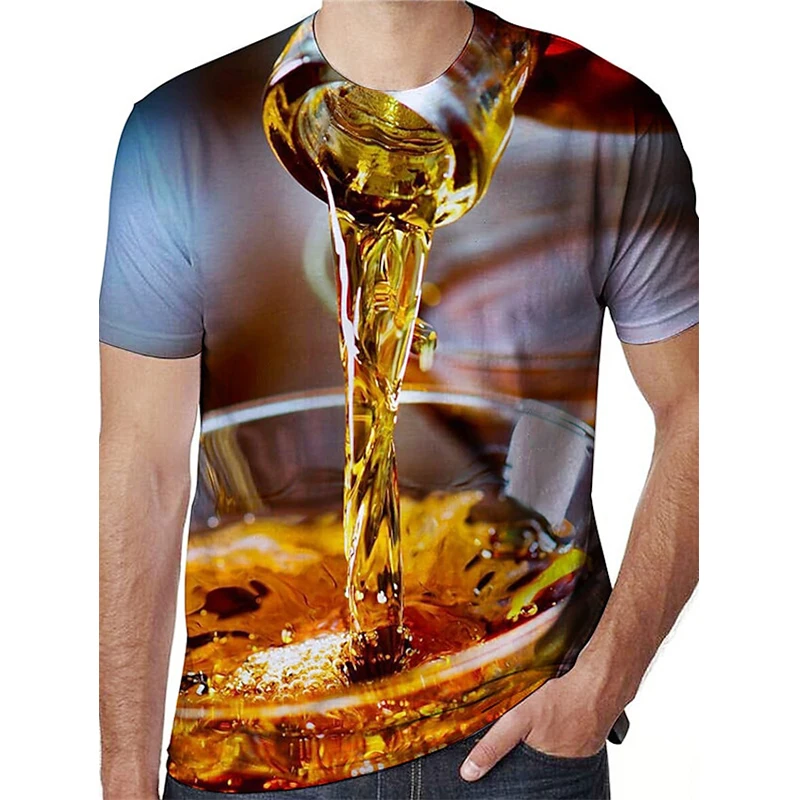 Funny Beer Graphics 3D Print Short Sleeve T Shirts