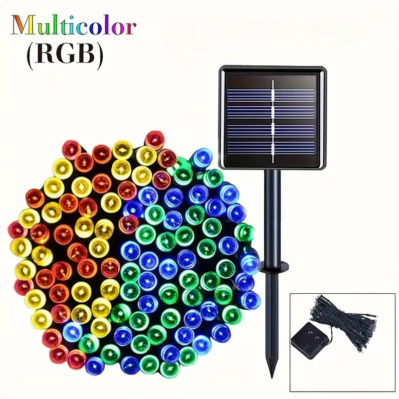 Solar-Lichterkette für den Außenbereich, LED-Lichterkette mit 8 Modi, solarbetriebene Hängeleuchten für Terrasse, Garten, Party, Weihnachtsdekoration