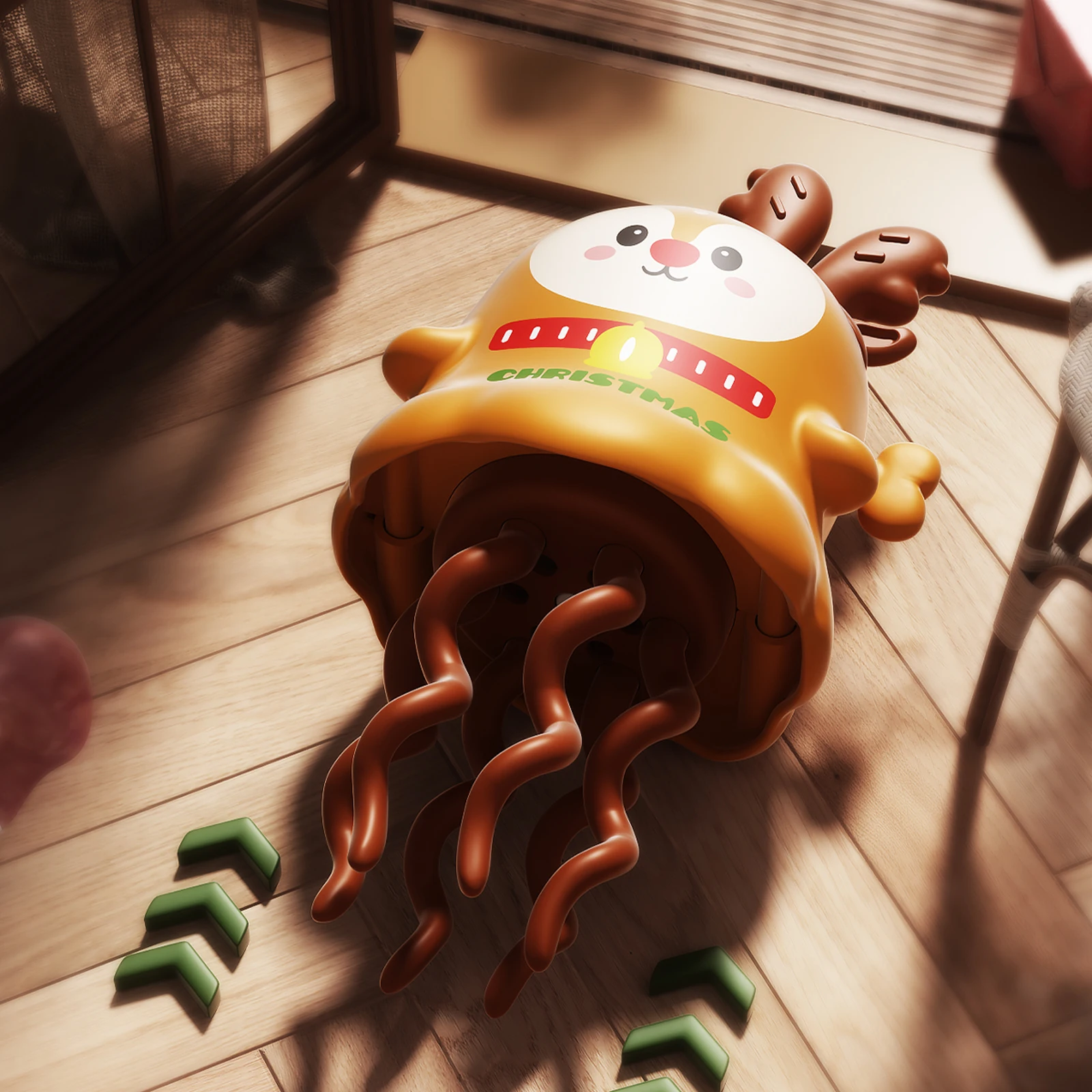 Electric Dancing White Ghost/Snowman Toys or Kids Sound and Lights Obstacle Avoidance Crawling Simulation Orange Ghost Baby Funn