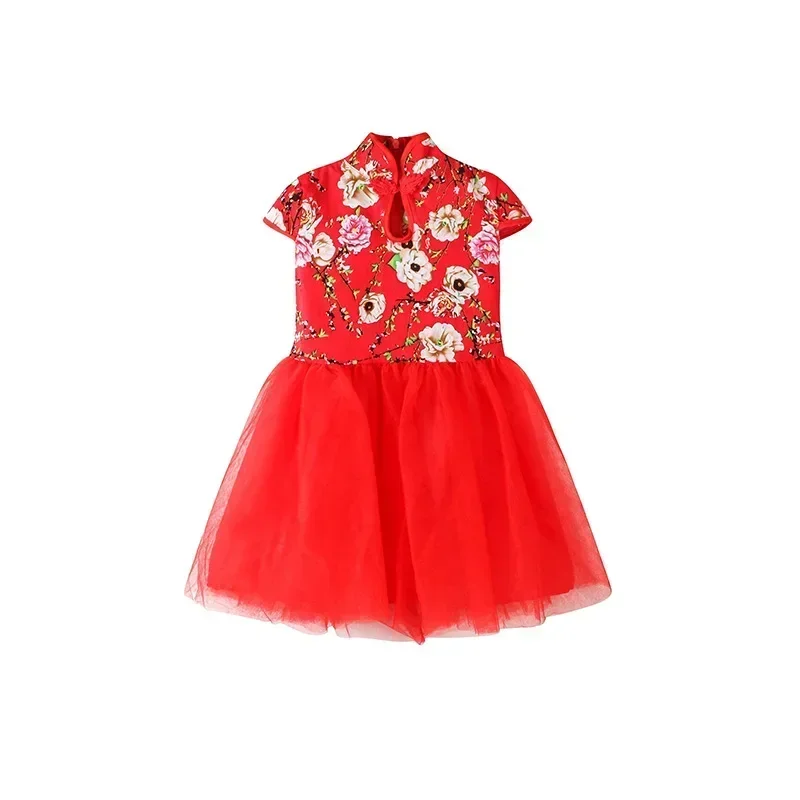 Girls Red Qipao Dress 3