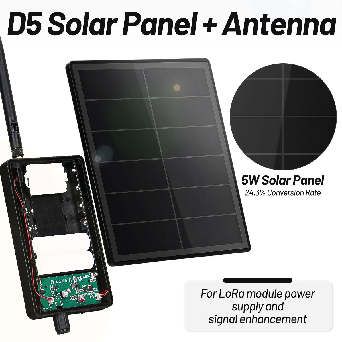 D5 Solar panel kit 5V for Solar Powered Dev-Board Mesh Network Heltec LoRa32 V3