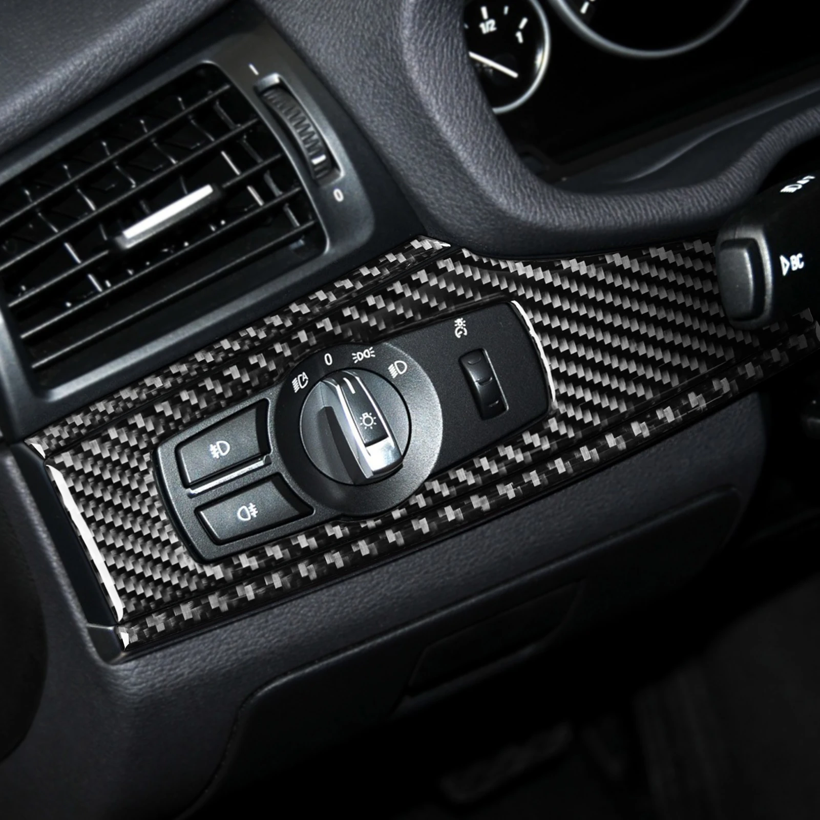 

For BMW X3 F25 2011-2017 X4 F26 2014-2017 Car Headlight Switch Panel Decorative Carbon Fiber Sticker Cover Trim Accessories