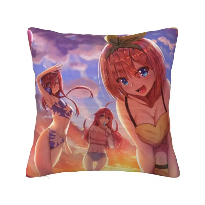 

Anime The Quintessential Quintuplets Swimsuit Pillowcase Print Polyester Cushion Cover Gift kawaii Throw Pillow Case Cover 40cm