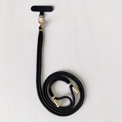Versatile Anti - Drop Adjustable Phone Lanyard - Durable Solid Color Crossbody Strap - Polyester / Nylon (Black)