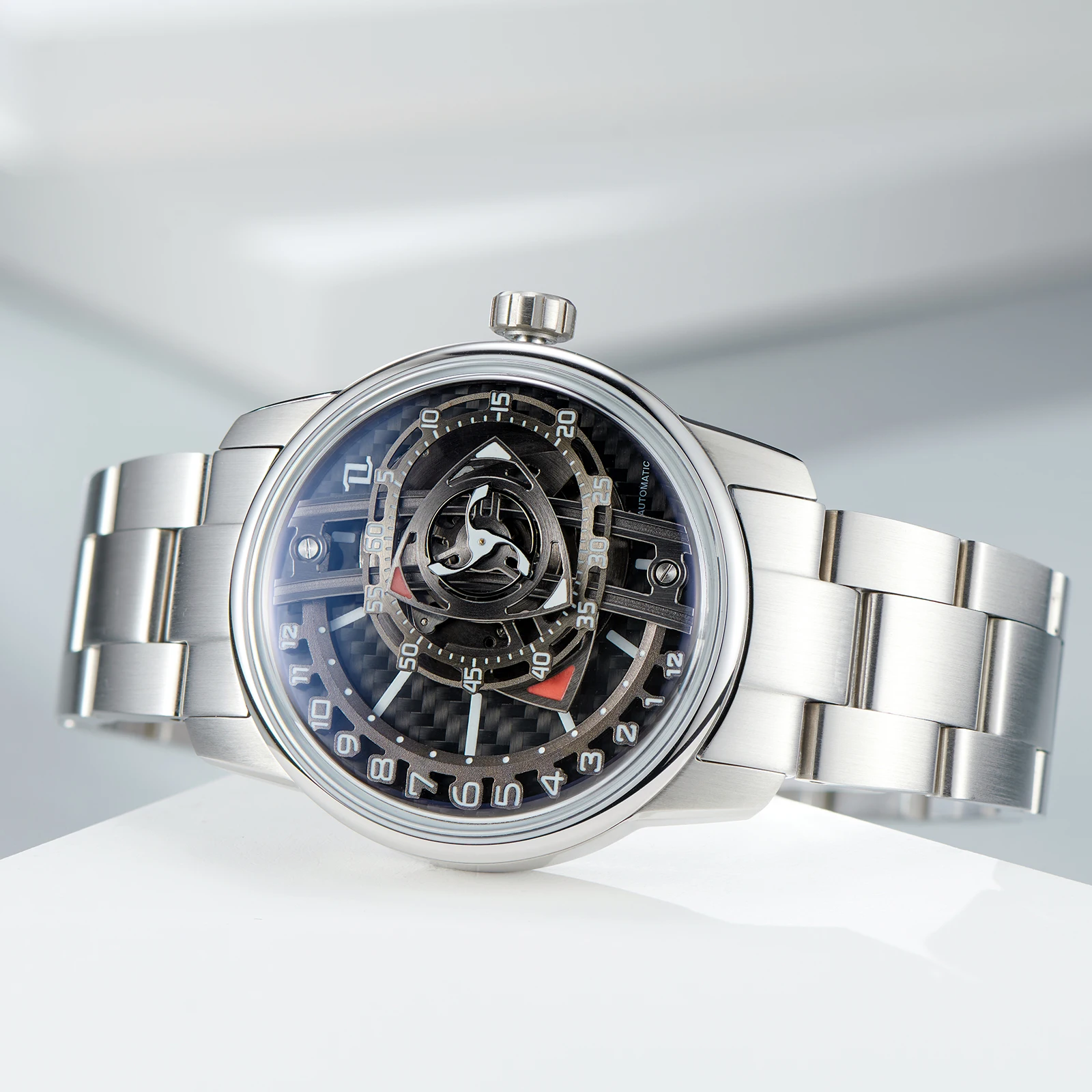 OBLVLO Fashion Style Forged Carbon Rotor Automatic Watch Stainless ...