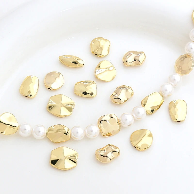 

6 Pieces Gold Plated Irregular Zinc Alloy Straight Hole Spacer Beads DIY Manufacturing Fashion Jewelry Accessories Materials