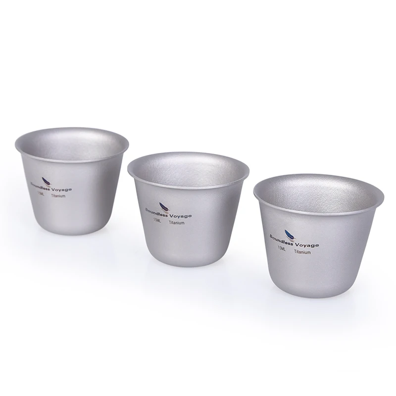 무한한 여행 3pcs 티타늄 컵 세트 야외 캠핑 피크닉 음료용품 차 사케 머그잔..