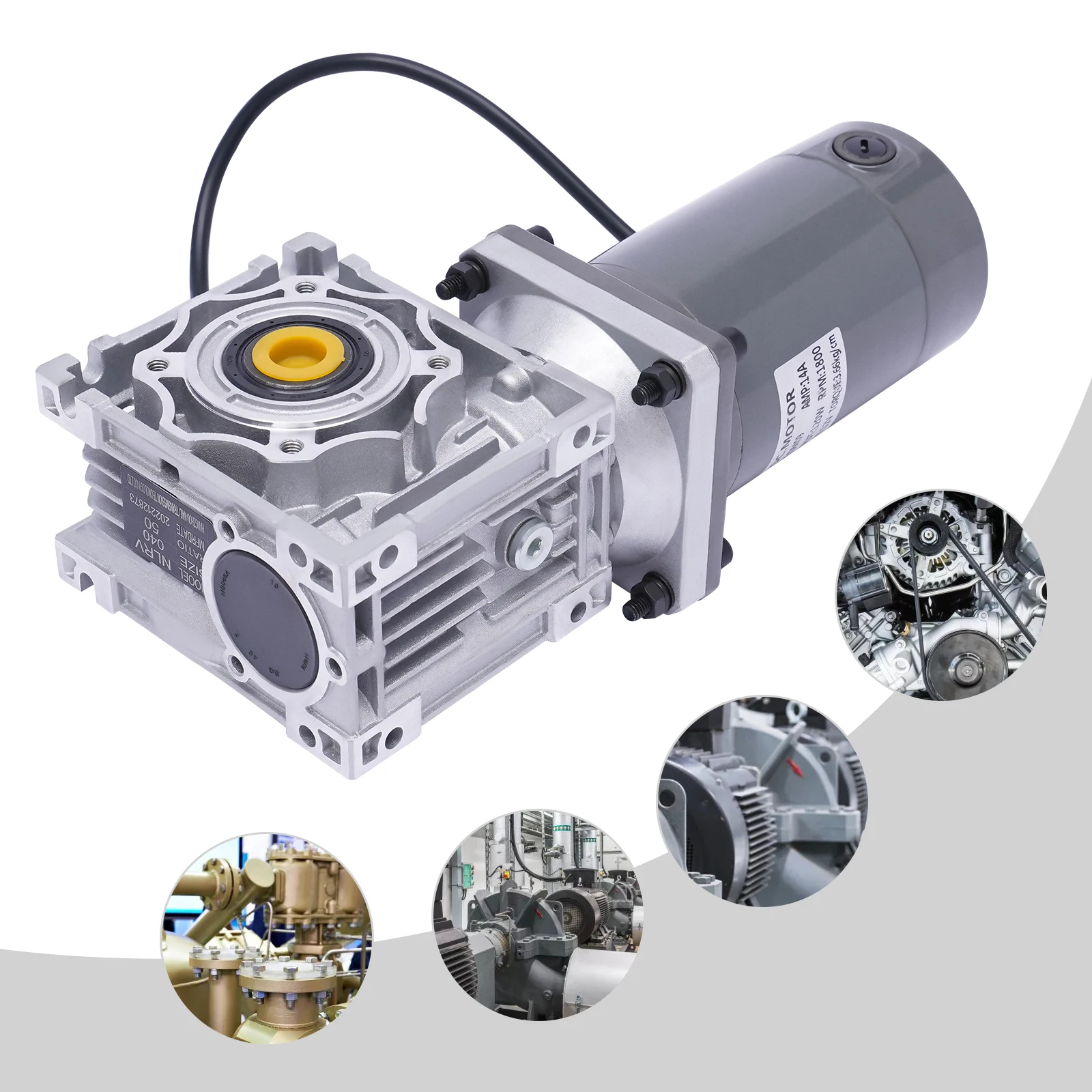 DM09 120W Gear Motor 1800rpm Pure Copper Motor DC 12V Adjustable Speed Worm Gear Reducer Gearbox Worm Speed Reducer