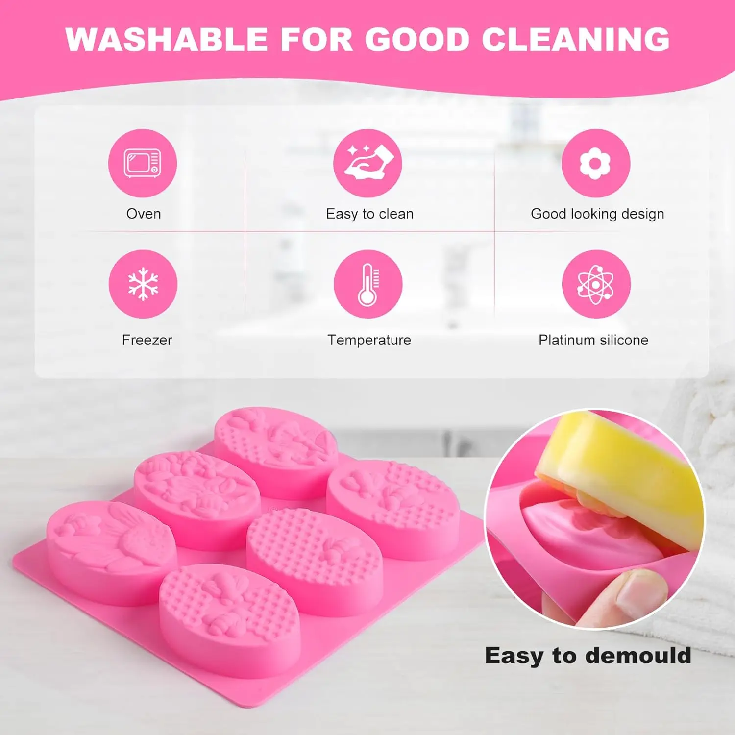 Silicone Soap Molds 6 Cavities Rectangle for Homemade Craft Mold Cake Mold Chocolate Mold ＆ Ice Mold