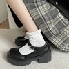 Platform Heels Mary Jane Shoes Simple Lolita Black Platform Heeled Shoes Student College Sweet Medium Heel Women Single Shoes 3