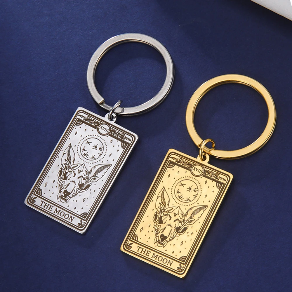 Dawapara Skeleton Tarot Karte Schlüsselbund Edelstahl Glück Amulett Ringelblume Tarot Schlüsselring Schädel Gothic Halloween Schmuck Geschenk