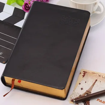 Taccuino A6 in Morbida Pelle Nera con Bordo Dorato, Ideale per Prendere Appunti e Disegnare, Carta a Righe Ultra Spessa di Alta Qualità