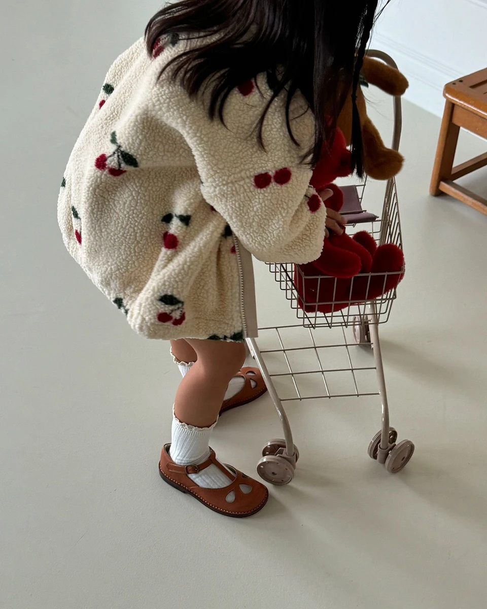 2025 Winter KS Children Cotton Lamb Wool Warm Outerwear Clothes Girls Print Coats Baby Boys Plus Fleece Jackets Kids Clothing