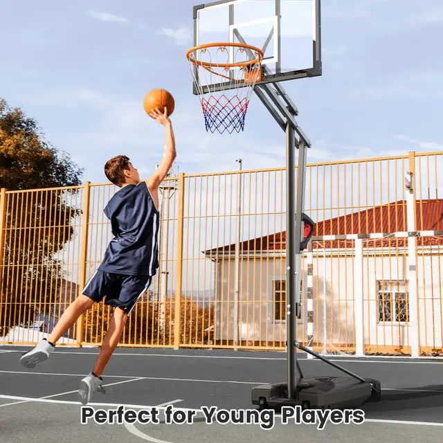 8.5ft Adjustable Portable Basketball Hoop with HDPE Backboard & Wheels for Kids/Teens/Adults