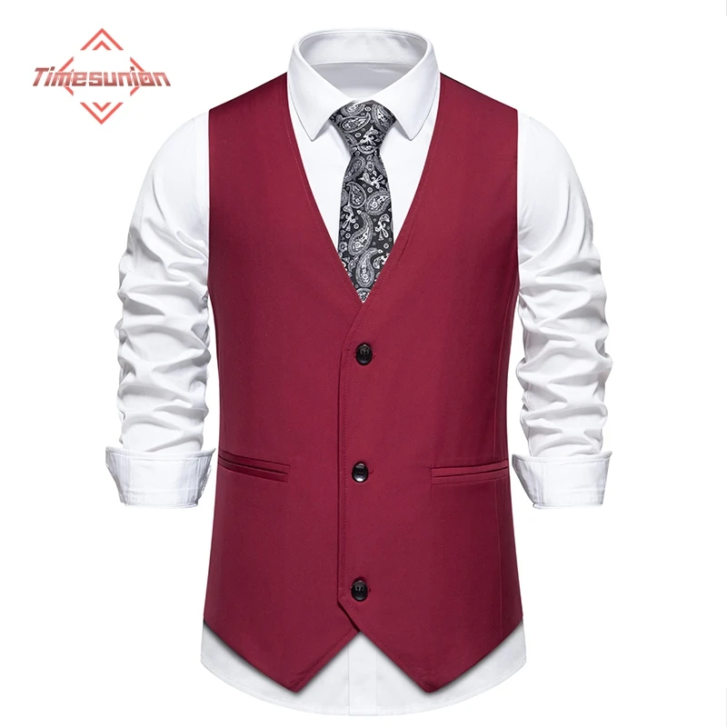 

Luxury Men's Wedding Suit Vests 2024 New Fashion Male Slim Solid Color business Office Large Size Formal Suit Vest Men Gentleman