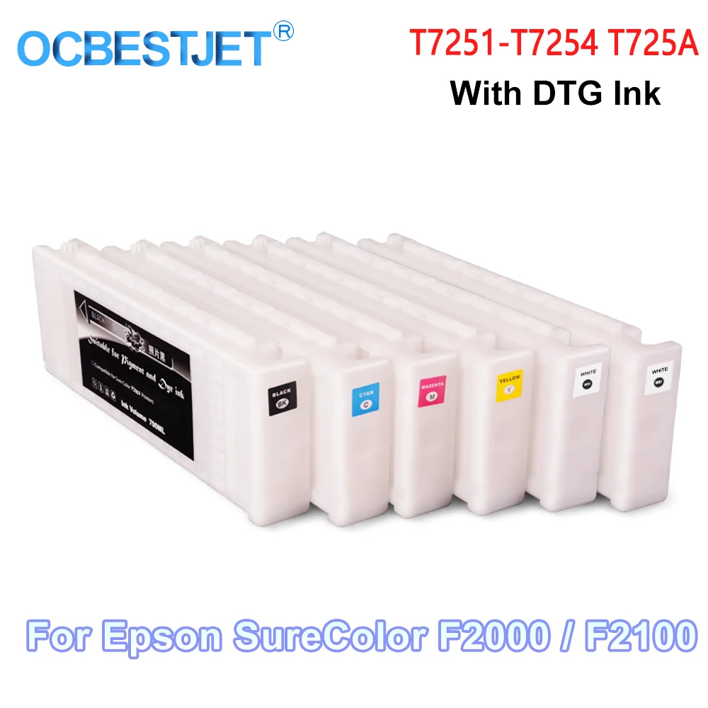 T7251-T7254 T725A Compatiple Ink Cartridge 700ML/PC printer supplies,ink cartridge,inkjet ink cartridge With DTG Ink For Epson SureColor F2000 F2100 F2130 F2140 F2150 F2160