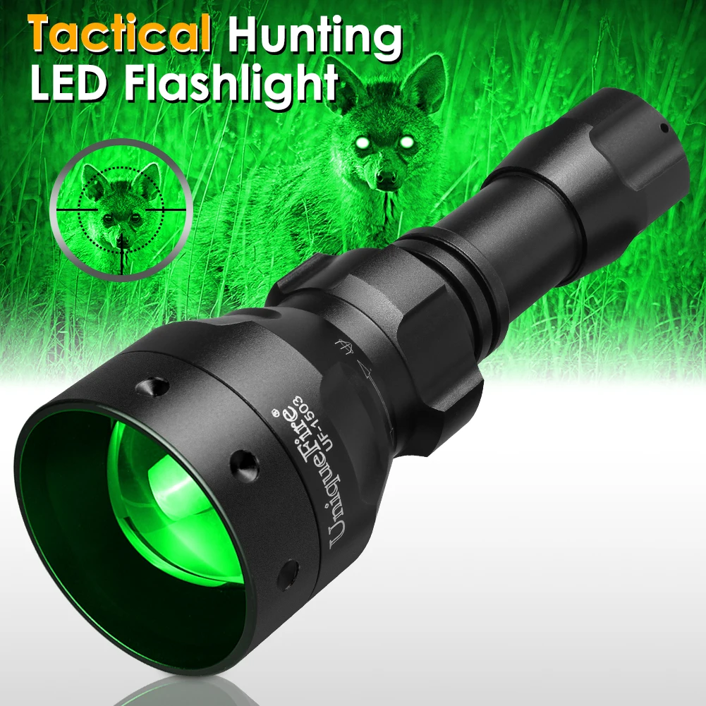 UniqueFire 1503 T50 Green Beam Light Powerful Tactical LED Flashlight Zoom Focus  Torch Lantern for Coyote Hog Predator Hunting AliExpress