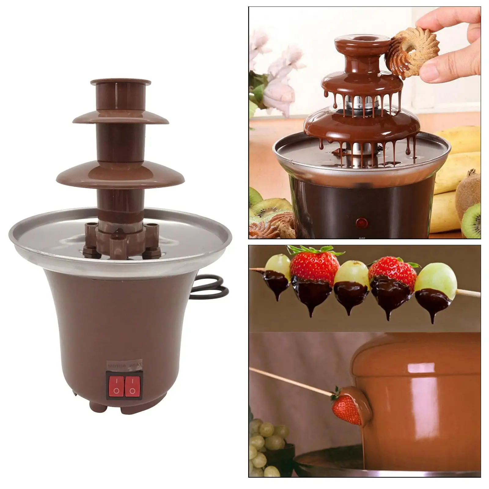 Electirc Mini Compact Chocolate Melt with Heating Fondue Fountain Easy to Assemble DIY Waterfall chocolate fondue fountain