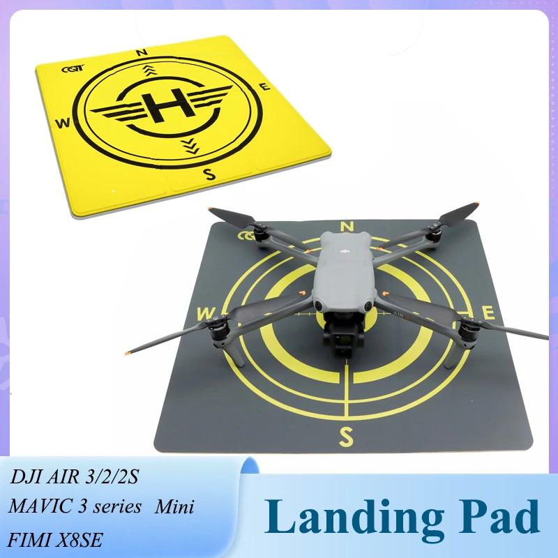ONTOMYO Tappetino Di Atterraggio Pieghevole Per Drone – 50x50 Cm, Double Face Arancione/nero, Impermeabile, Con Custodia – Compatibile Con DJI Mini 3 Pro, Mavic 3, Air 2S, Mini 2