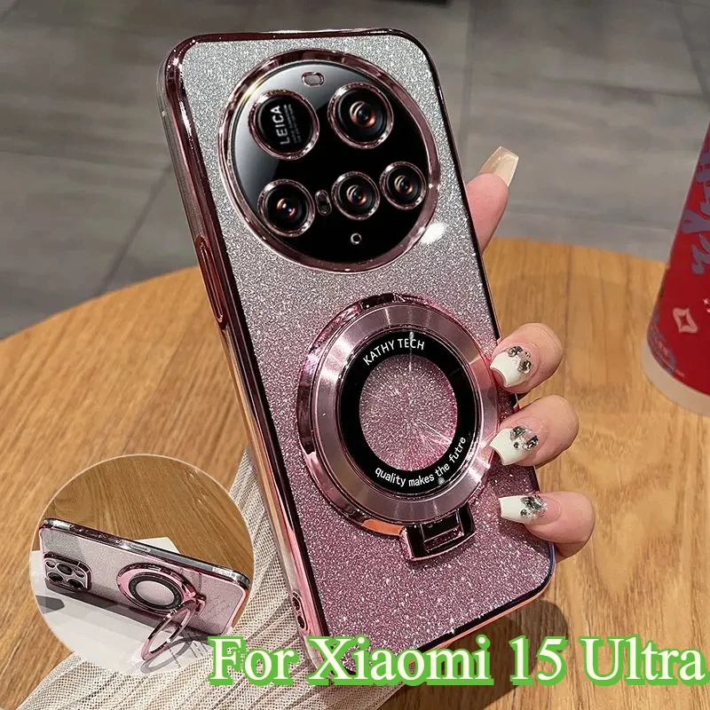 Glitter Transparent Electroplating Stand Case - Skin-friendly Anti-fall Cover