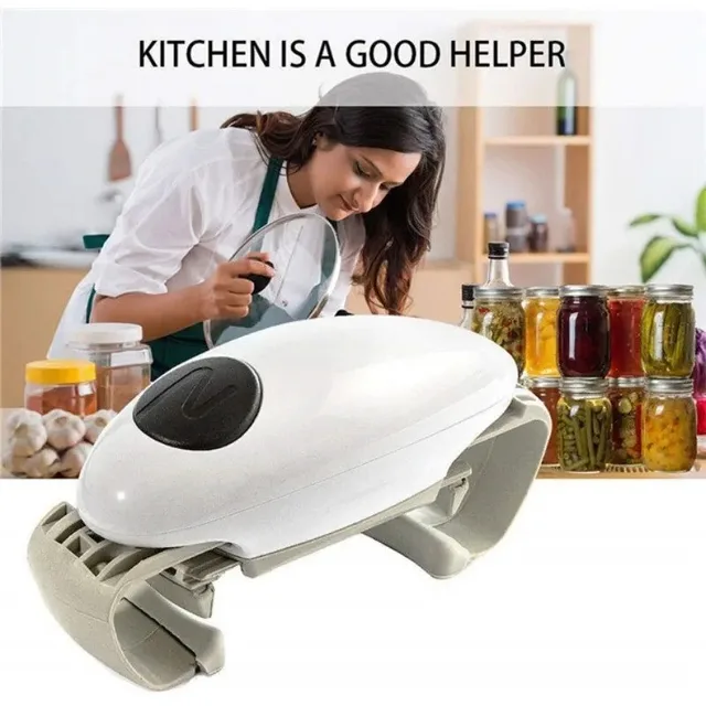 Abrelatas eléctrico de borde liso, práctico y automático, abrelatas de doble oreja, abrelatas de vidrio para cocina - Image 6