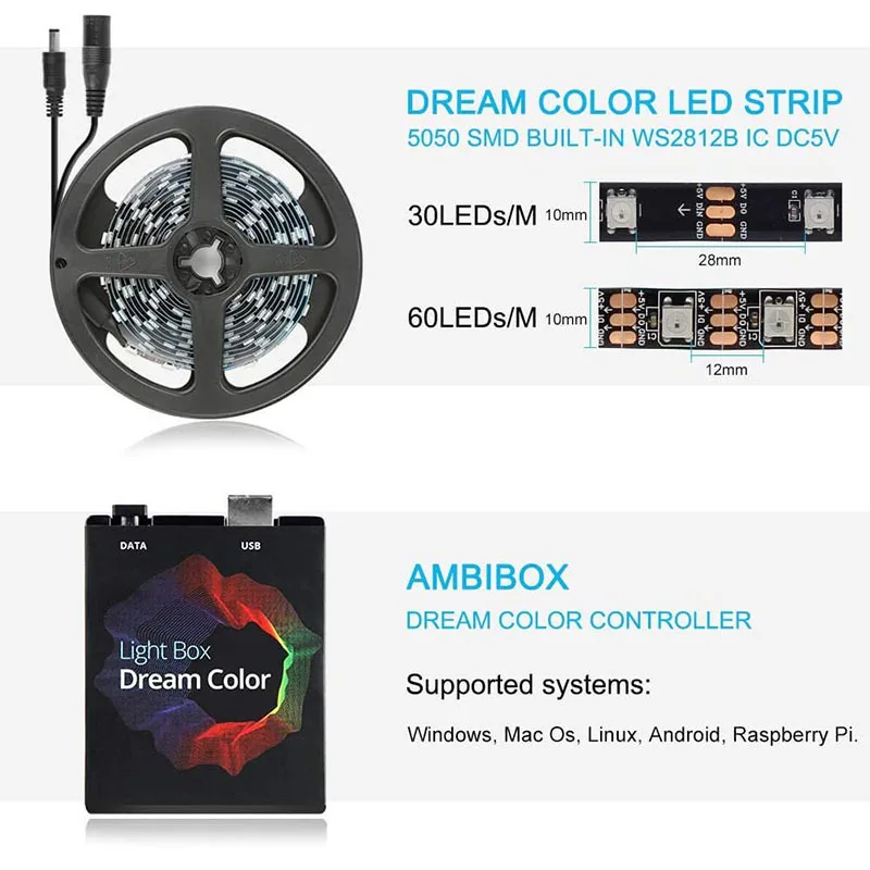  PC   Ʈ, RGBIC LED Ʈ, ǻ  ȭ, ÷ ȭ, Ʈ  , ֺ , 1-5M