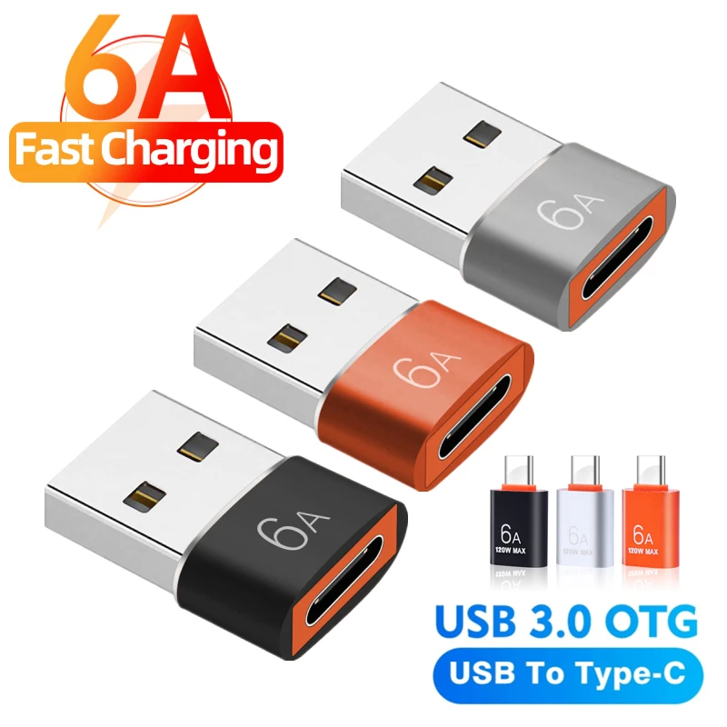 OTG Adapter 6-1Pcs 6A Type C Female To USB A Male OTG Adapter USB-C Converter For Macbook Xiaomi Samsung Oneplus Cable Connector Adaptor