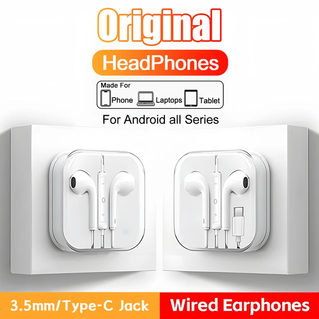 Original Wired Headphones For Samsung Huawei Honor Xiaomi Redmi Poco OnePlus Google TypeC Earphones Laptops Tablet 3.5mm Earbuds