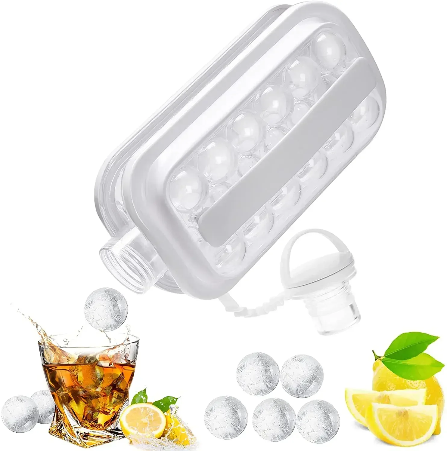 Garrafa portátil Ice Ball Maker, Ice Makes, 12 Ice Cubes Molds Bottle
