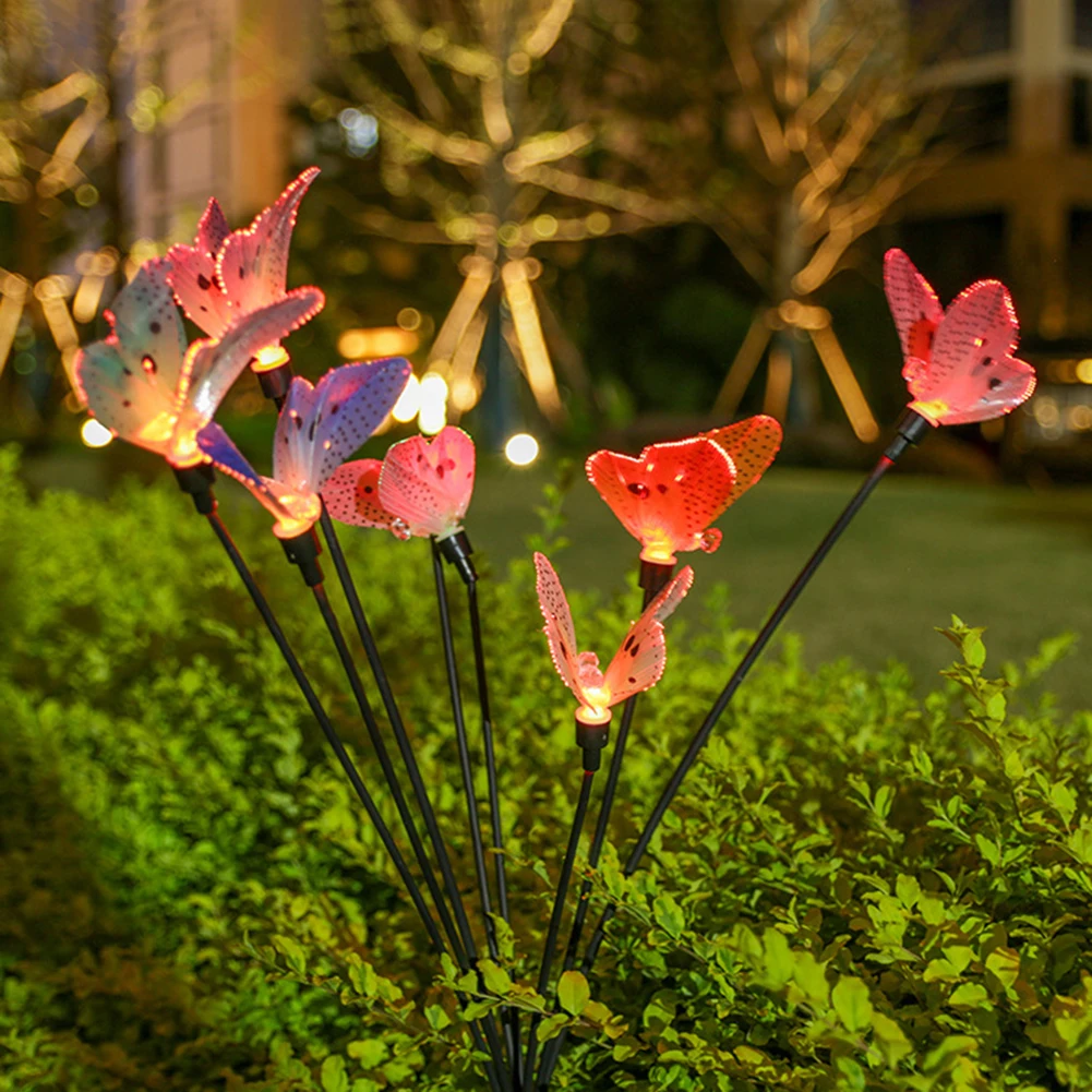 Solar Powered Firefly Lights. Waterproof 2Pcs Butterflies Swaying Lights Auto On/Off for Garden Decor 5