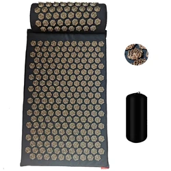 Stress Relief Acupressure Spike Cushion and Yoga Mat (Lotus gold set)