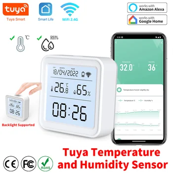 Tuya Zigbee WiFi Temperature Humidity Sensor Hygrometer Thermometer Detector Smart Life Remote Control Support Alexa Google Home 1