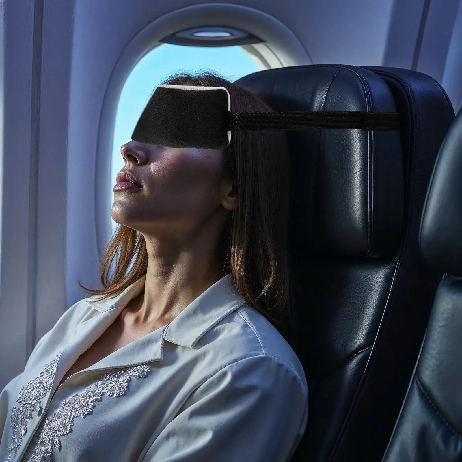 Head Support Plane Ride 2Pcs Soft Breathable Airplane Headrest Wide Band Adjustable Sleeping ...