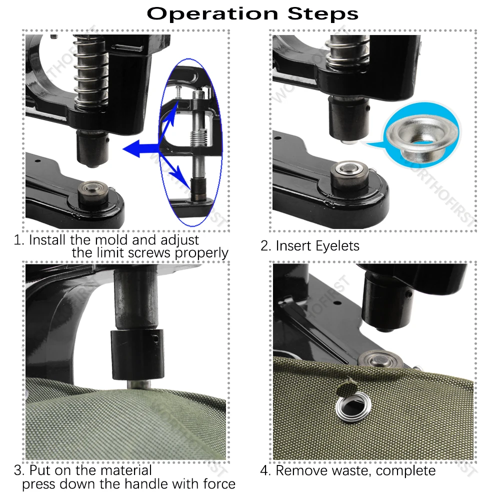 Stainless Steel Eyelets Grommet Hand Press Tool Kit Round Rings Punch for Tarpaulin Curtains Leather Crafts