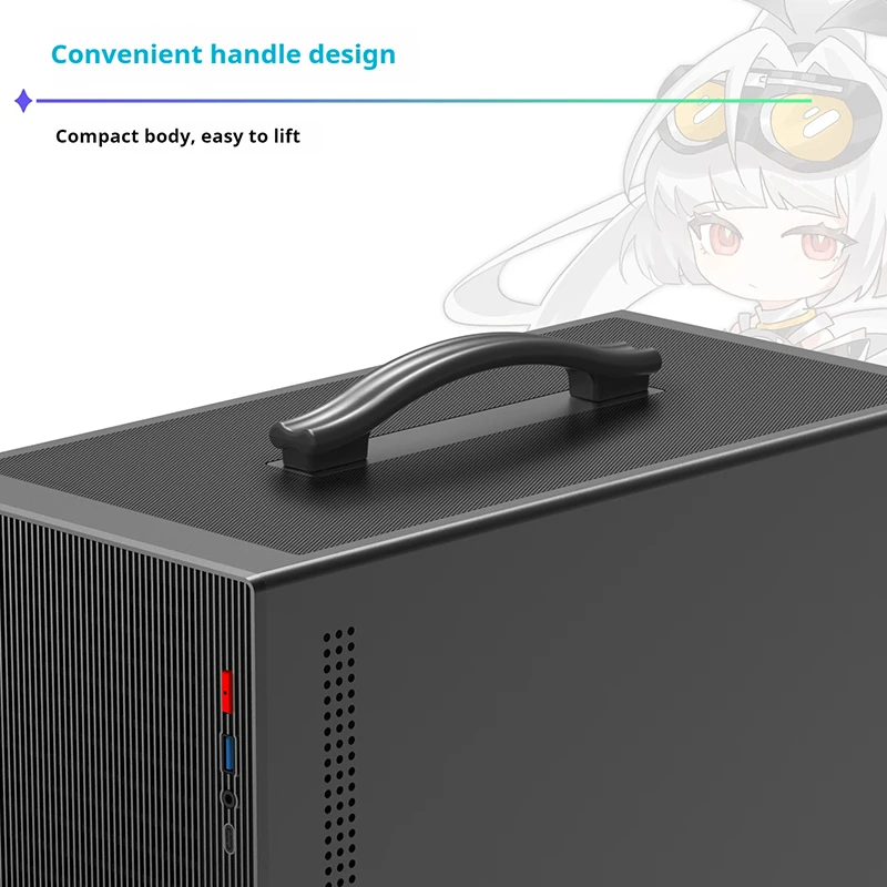 파워 트레인 X-Gamerx M1 M-ATX PC 케이스 유리 측면 투명 휴대용 휴대용 미니 컴퓨터 소형 케이스