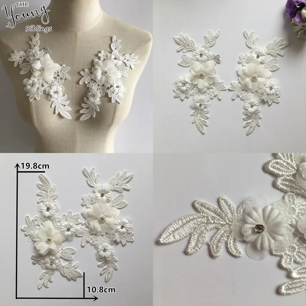 3D three-dimensional flower decoration pearl rhinestone embroidery DIY clothing craft supplies accessories Black and white