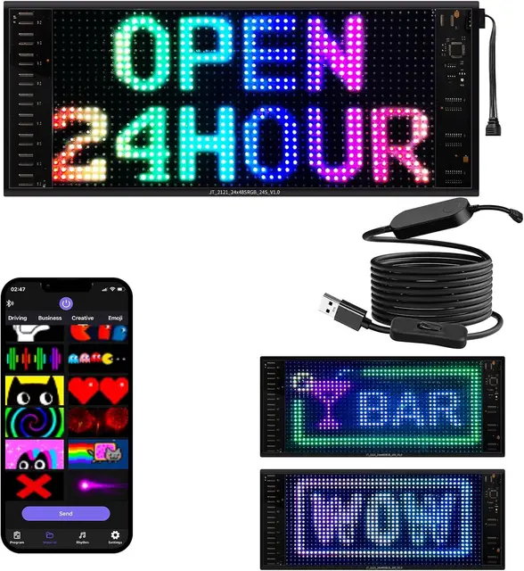 Double layer RGB Flexible Display Panel Screen, Programmable Sign with App, Personalised Light for Car, Shop, Hotel, Advertising 1